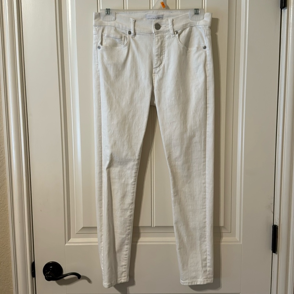 Loft Modern Skinny white stretchy jeans
